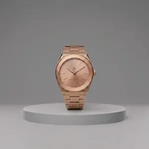 NCMPRBL Elevate Link Rosé 42MM Unisex Watch in Brushed Rose Gold & Sunray Dial Illuminated for Clear Day Night Visibility