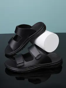 Men's Plain Toe Open-Toe Breathable Slippers, Comfortable Non-Slip Summer Casual Shoes, Soft Sole Walking Sandals, Footwear Strap Slides, EVA Sandals