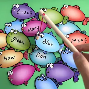 20pcs DIY Erasable Fishing Game Cards, Bilingual Flash Cards, Reusable Learning Tools, Creative Teaching Aids, Spelling Practice, Word Cards