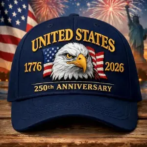 United States 250th Anniversary Embroidered Hat, Patriotic Eagle Baseball Cap, 1776–2026 Independence Celebration, Vintage USA Freedom Hat Gift