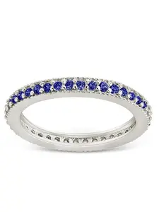 Sterling Silver 2.5mm Thin Sapphire CZ Band Ring