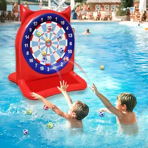 Summer Spring Gift 47 Inch Large Inflatable Dart Board Pool Toys Games with 12 Balls Swimming Pool Water Game for Teens Adults Pool Backyard Beach Outdoor Summer Water Toys Gifts for Kids Ages 3-12 Boys Girls, Red