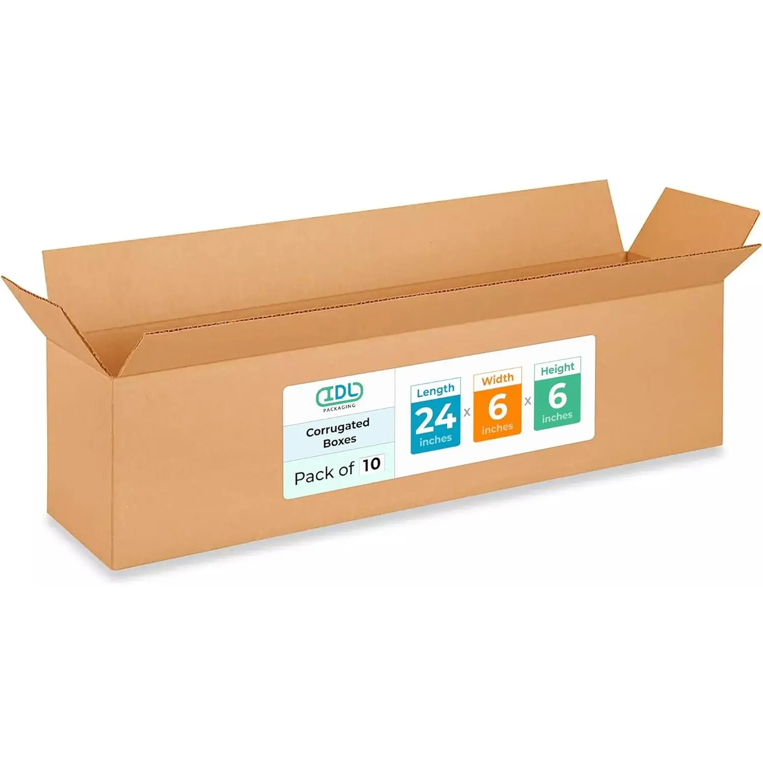 Long Moving & Shipping Boxes 24x6x6 inches (10-Pack) - Extra Strength 200 lb vs Regular - Corrugated Shipping Boxes for USPS/UPS/FEDEX - Cardboard Packing Box - Packing Box by IDL Packaging