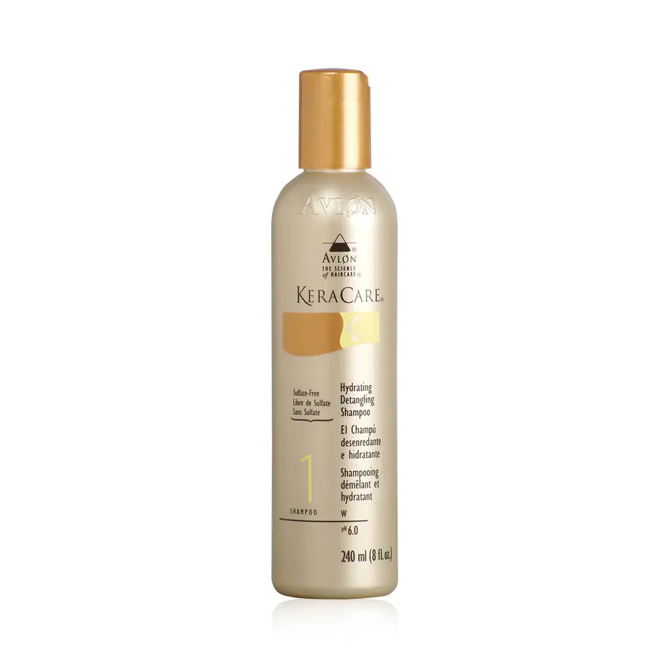 Avlon KeraCare Hydrating Detangling Shampoo for Moisture & Conditioning, Sulfate-Free Cleanser with Natural Botanicals for All Hair Types, 8 oz, Adults, Cleansing, 2B Hair