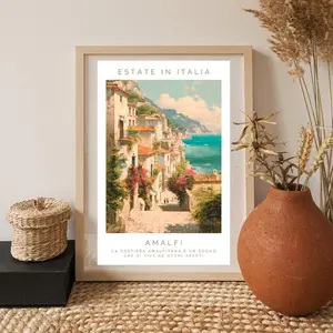 Summer in Italy – Amalfi Poster –Vintage Italian Wall Art – Italian Home Decor Wall Art Gift