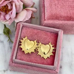 Elegant Amor Enterno Stud Earrings, Unisex Gold Plated Stainless Steel Hypoallergenic Fashionable Jewelry with Pushback Closure
