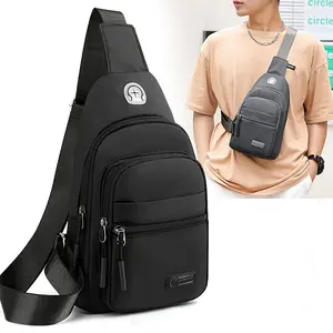 [Casual Chest bag] Men's Casual Nylon Chest Bag |   Adjustable Crossbody Backpack |   Nylon |   Zipper Closure, Multiple Compartments |   Outdoor Sports, Daily Commute & Cycling |   Men |   Easy-Care