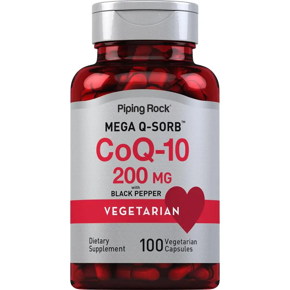 Piping Rock CoQ10 200mg Capsules | 100 Pills | with Black Pepper Extract | Coenzyme Q10 Supplement for Women and Men | Vegetarian, Non-GMO, Gluten Free