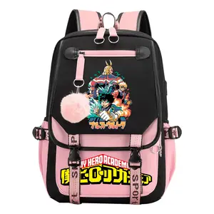 Cartoon Hero Academia Backpacks Casual and Practical Travel Backpack Business Daypack Classic Versatile For Adult Unisex -Pink