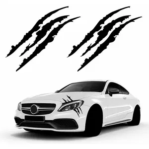2PCS Monster Claw Scratch Mark Decals, Automotive Exteriors Waterproof Vinyl Headligh Sticker for Sports Cars, SUVs, Pickups, Motorcycles (Black)