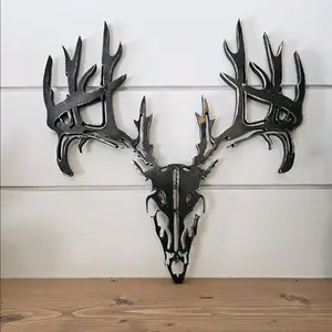 Whitetail Skull Horns Metal Sign Decor Hunting Mount Deer