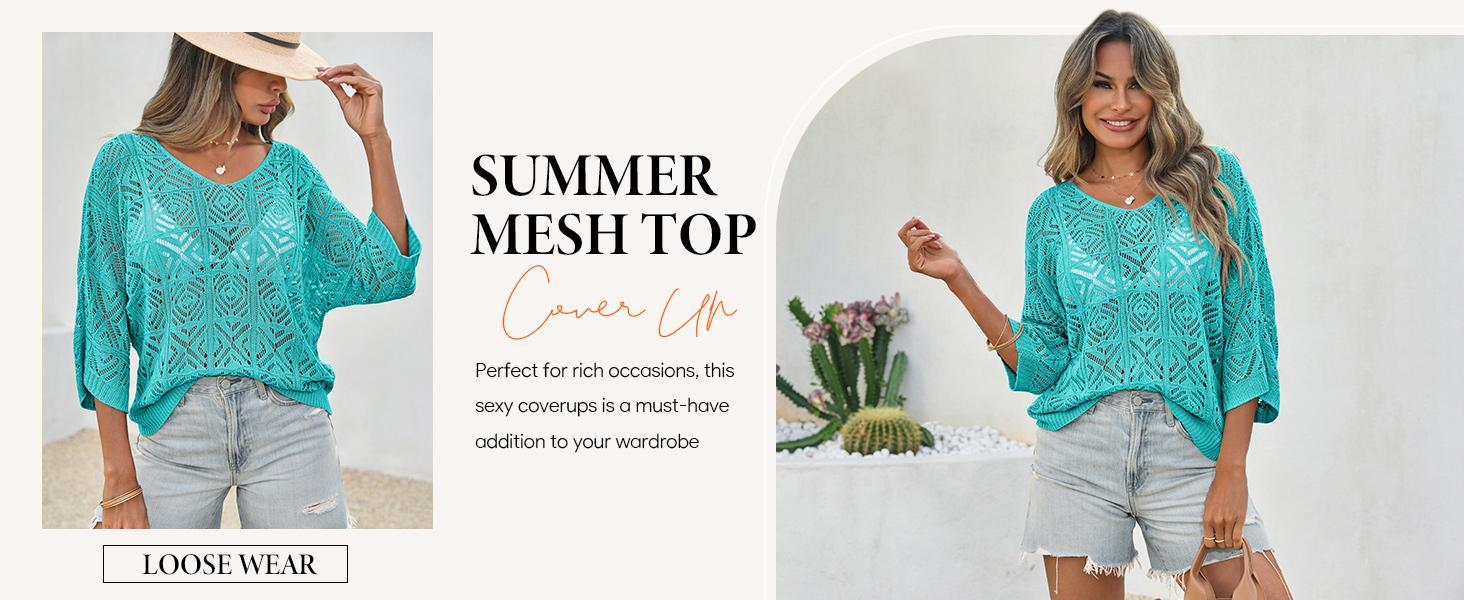 Fisoew Women's Bohemian-Inspired Beige Crochet Top with V-Neck #Springtok #TikTokShopJumpstartSale Casual Chic