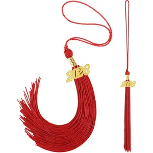 2026 Graduation Tassel 2 Pcs, 2026 Tassel Charm, Red Tassels, Graduation Memorial Tassels, Grad Cap Accessories for Graduate Hat Ceremonies Memorial Graduations Decorations