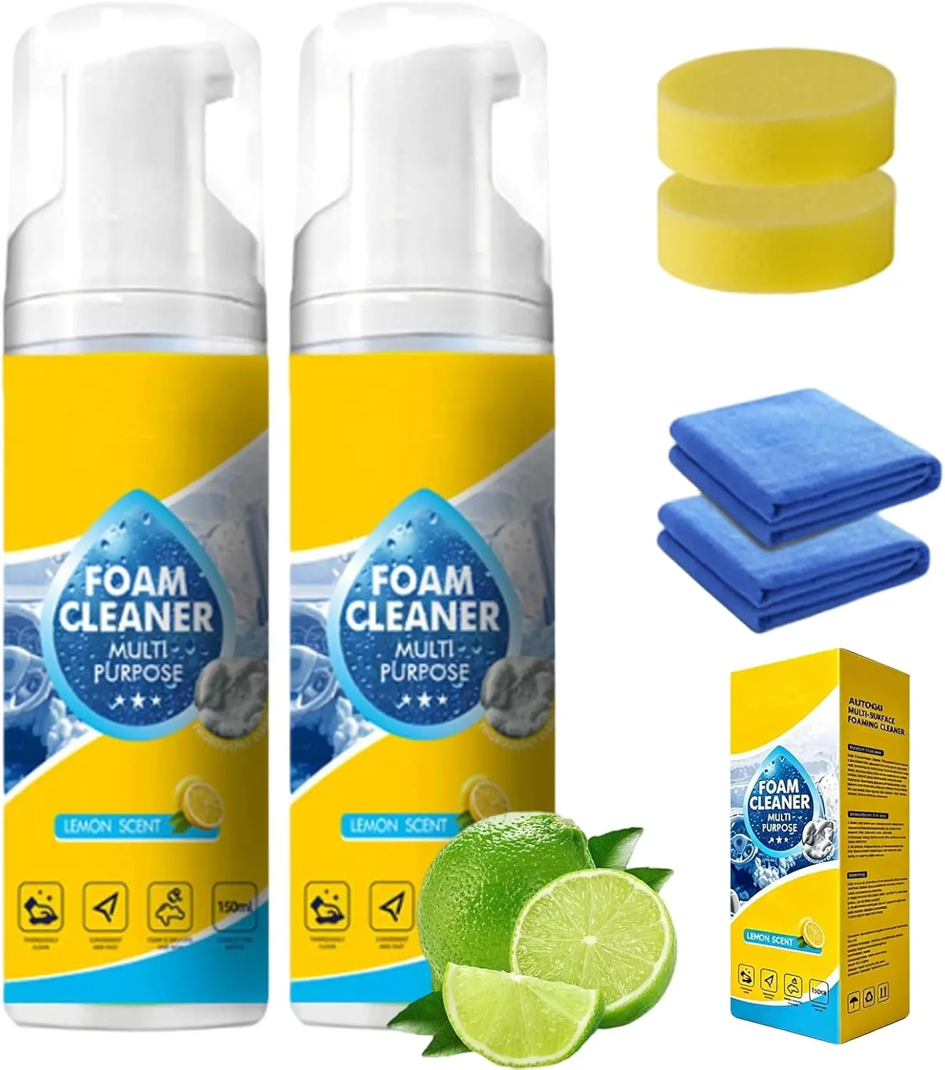 4-in-1 Multi-Functional Enzyme Foaming Cleaner Spray - 4 – 5.9 Fl Oz Heavy-Duty All-Purpose Stain Remover for Car Interior Vinyl, Home Cleaning Products, Household Kitchen Deep Cleaning Effective Stain Removal Enzyme Based Cleaner, 1 Pack, Spray Bottle