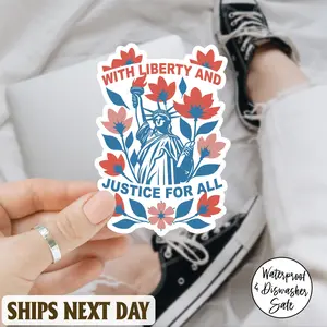 Liberty and Justice For All Human Rights Sticker/Car Magnet, 4th of July Equality Sticker,Resist Sticker, Political Sticker,Democrat Sticker