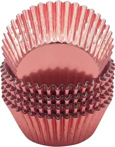 Standard Rose Gold Foil Cupcake Liners – 100-Count Muffin Baking Cups for Parties and More