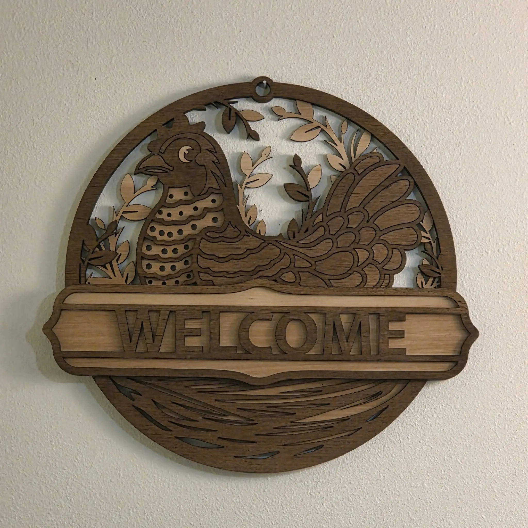 Layered Hen Welcome Sign