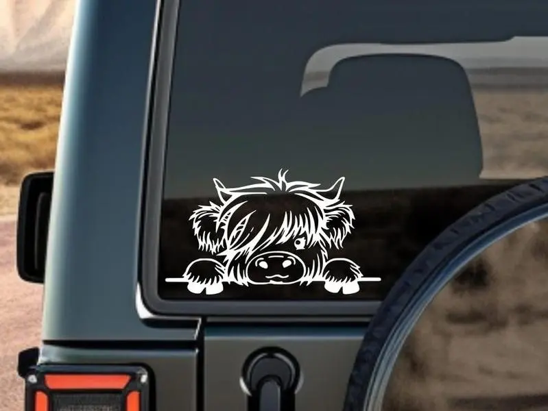 Highland Cow Vinyl Decal - Cow Car Decal for Trucks Sticker Bumper Sticker Window Decal Laptop Decal Sticker Cute Cow Stickers Tumbler Decal