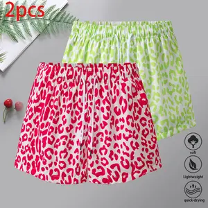Women's Bridal 2-Pack Leopard Print Skort, Elastic Drawstring Waistband, Lightweight Quick-Dry Breathable Bottoms, Suitable for Summer Sports, Running and Fitness Womenswear comfy shorts