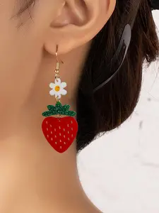 Cute Strawberry Design Dangle Earrings, Fashionable Jewelry for Women & Girls, Trendy All-match & Exquisite Jewelry for Birthday Gift