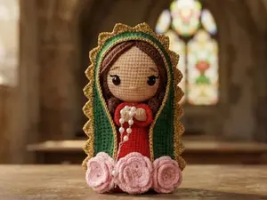 Our Lady of Guadalupe Crochet Doll, Handmade Virgin Mary Amigurumi, Religious Gift, Spiritual Decor, Faith Keepsake, Prayer Doll