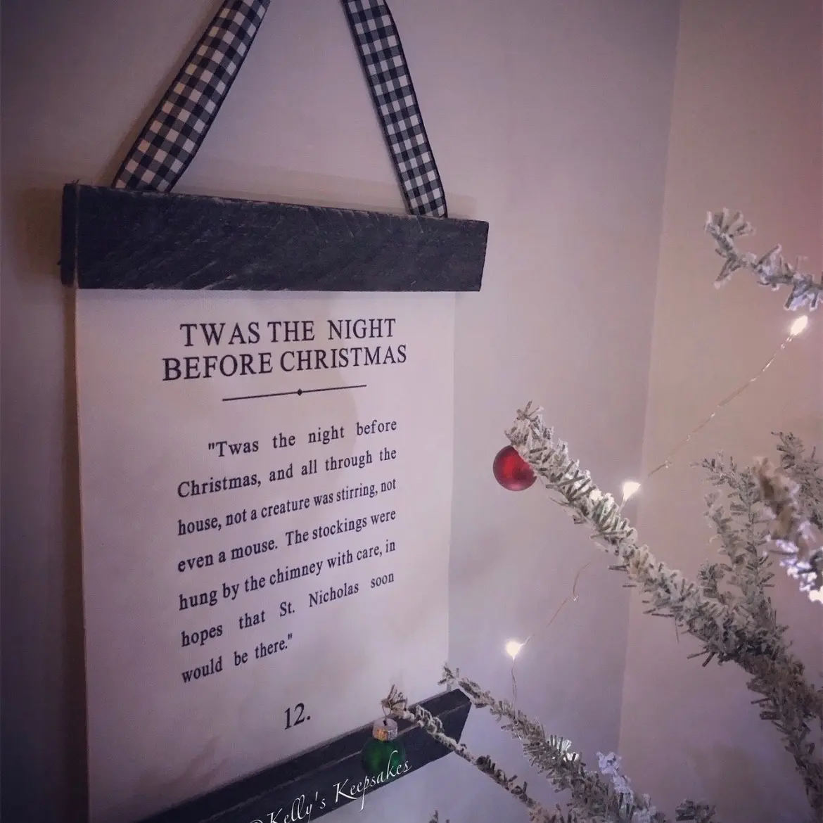 Twas the night before Christmas Canvas Wood trimmed Scroll, Christmas Sign, Christmas Eve Print