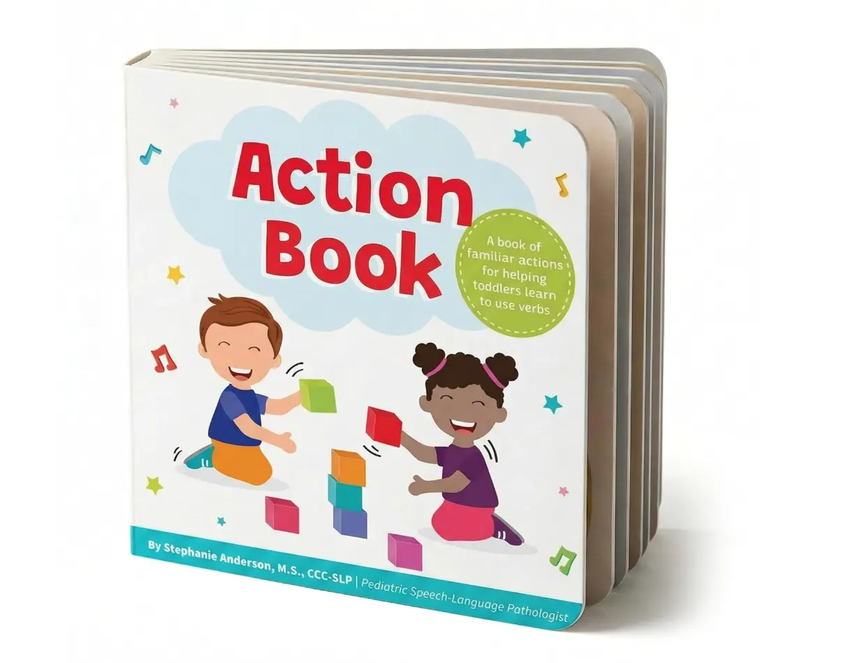 Action Book: Children's Board Book for Learning Verbs For Toddlers Ages 1-4, Written by a Speech Therapist Board book