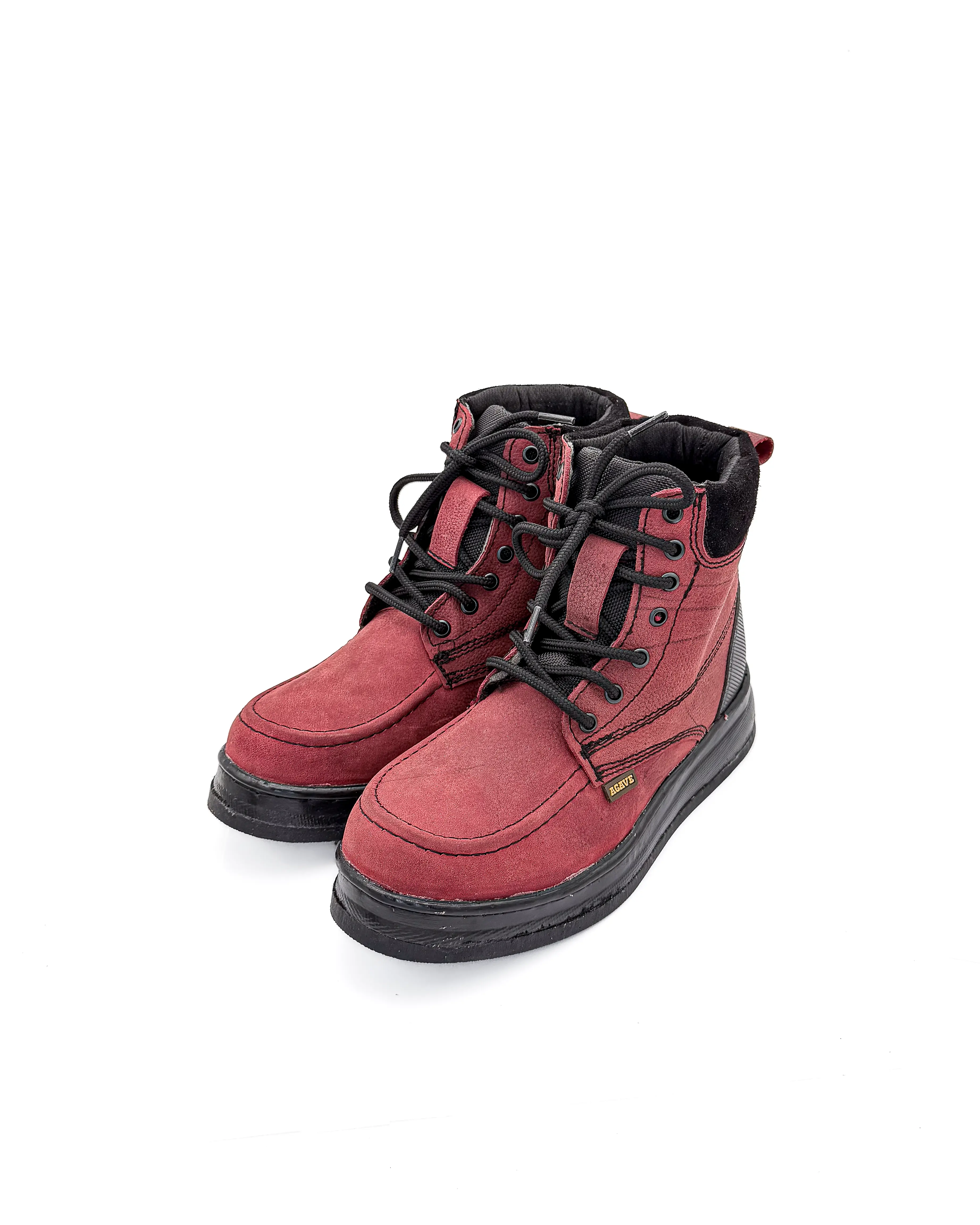 Burgundy Roofing Work Shoe Full Grain Leather Soft Moc Toe Zapato Rufero