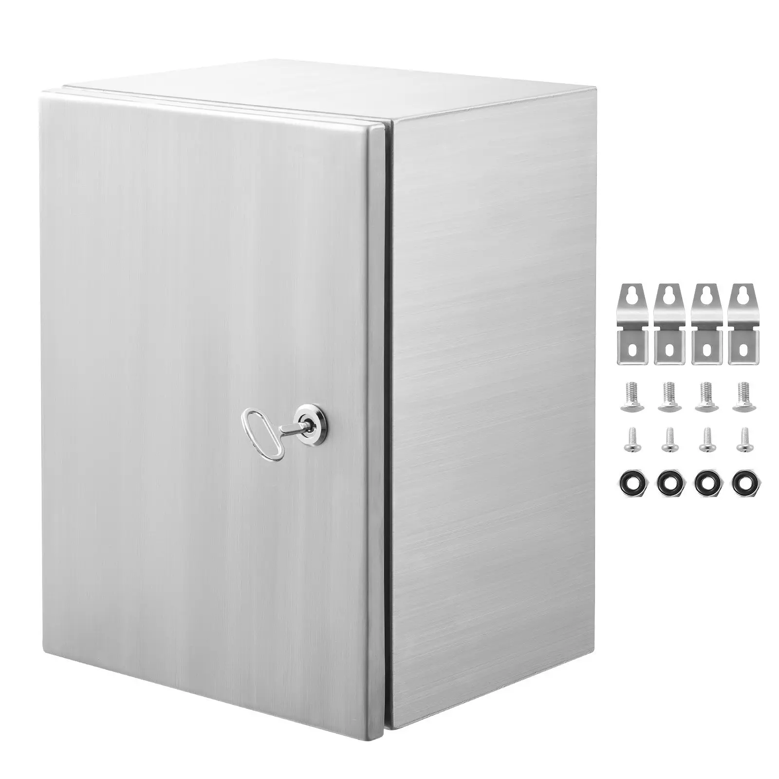 16"x12"x6" 304 Stainless Steel Electrical Enclosure Box – Wall-Mounted Outdoor/Indoor Steel Box with Mounting Plate, Hinges & Lock