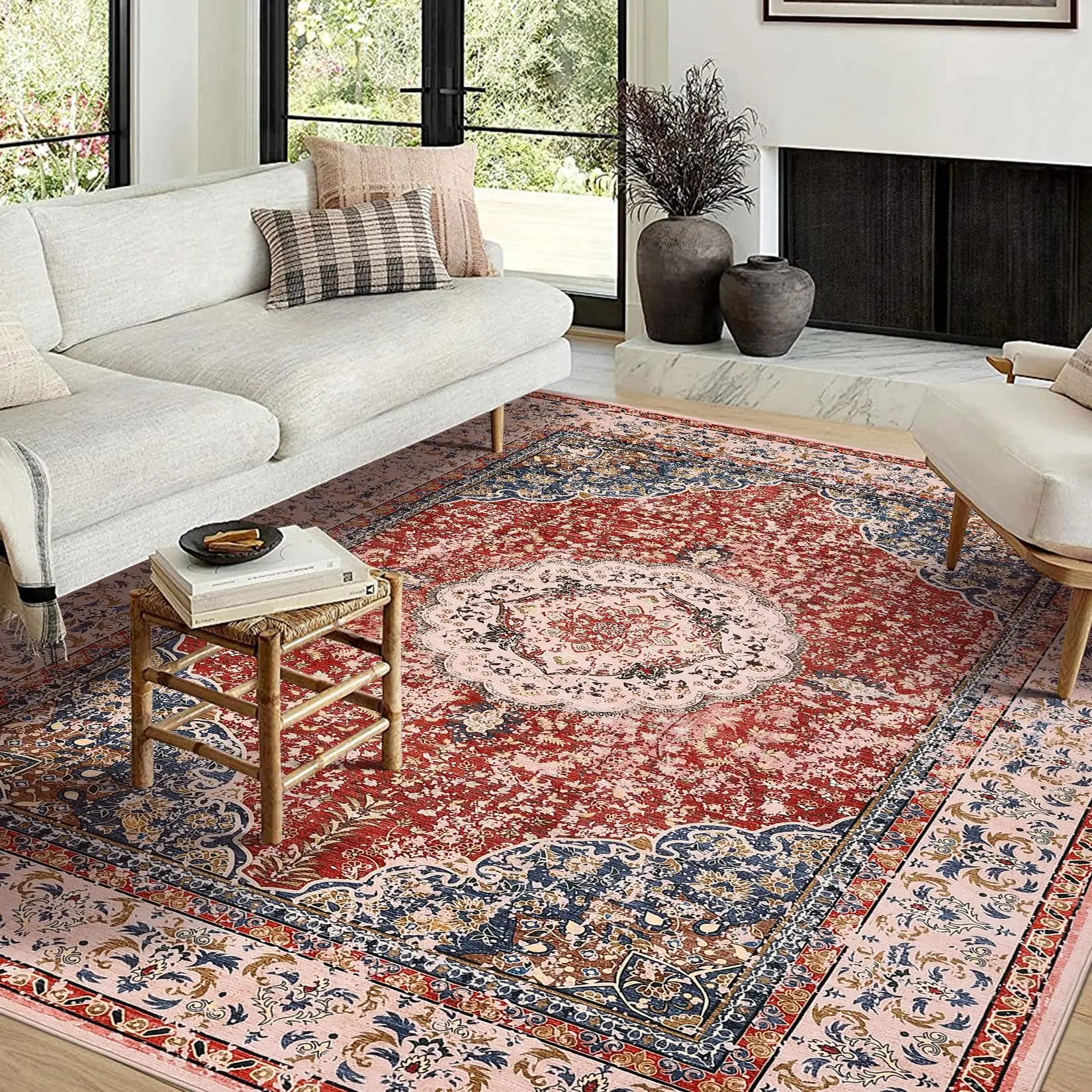 GARVEE Washed Back Folded Simulated Printed Carpet Featuring Unique Design and High-Quality Fabric for Stylish Home Decor and Comfortable Living Spaces