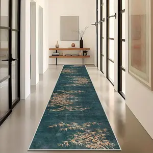 Chinese Retro Style Long Carpet, 1 Count Soft and Comfortable Living Room Corridor Floor Mat, Easy To Clean Bedroom Bedside Rug
