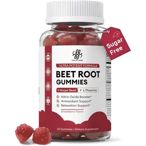 Beet Root Gummies – Beetroot Gummies for Circulation, Heart & Blood Pressure Support, Nitric Oxide Beets Gummies with Grape Seed, L-Theanine for Calm Mood, Sugar-Free Vegan, 30:1 Extract, 60 Count