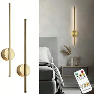 2 rechargeable USB wall lights, black/gold 50cm aluminum infinite dimming with remote control, suitable for wall art decoration lighting (living room, bedroom, hallway, foyer, etc.)