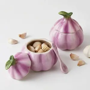 Set of 2 purple ceramic jars with flip lids — sealed decorative kitchen storage jars/spice jars suitable for sugar, salt, tea leaves, coffee, and nuts; ideal for office organization, multifunctional use, and sculptural decoration.