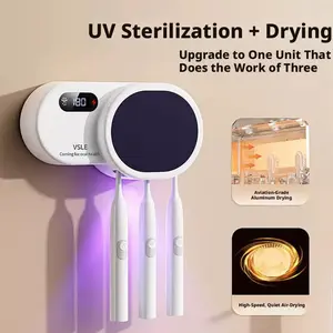 Smart UV Toothbrush Sanitizer and Dryer Electric Wall Mounted with Sterilization Storage Rack Space Capsule Design Holder Dustproof USB Rechargeable Dispenser Touchless Waterproof Sterilizer Automatic Toothbrush Holder