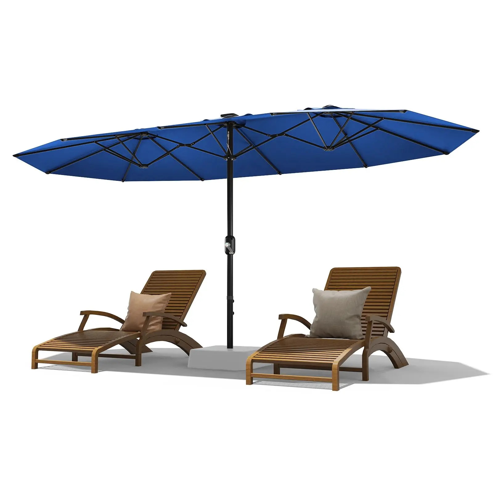 13FT Double-Sided Commercial Grade Outdoor Parasol - Waterproof, Windproof, Crank Operated Crank Handle - No Base - For Pool, Garden, Deck Backyard, Crank Operated Parasol
