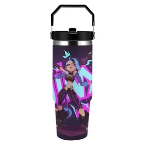 Arcane Jinx Neon Rebel 30oz 40oz Insulated Tumbler with Handle Double-Walled Stainless Steel Gaming Fan Car Cup Essential Leakproof & Durable Gilmore Girls Coffee