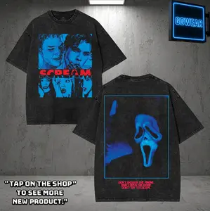 Scream Movie Ghost Face The Legacy Ends Movie Graphic Tee Horror Action Film Oversized Acid Washed Lightweight Cotton Men Shirts Movie Streetwear Casual Menswear Unisex Clothing, Gift for Horror Movie Fans