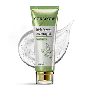 CORACODE Triple Enzyme Green Tea Exfoliating Aqua Peeling Gel – Face Exfoliator with Green Tea, Natural Cellulose, AHA/BHA & Hyaluronic Acid, Deep Pore Cleansing, Dead Skin & Oil Removal Gel for Smooth Hydrated Skin, 100ml / 3.4 fl.oz