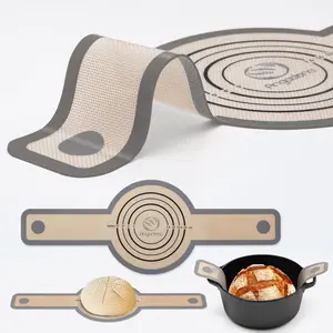 Silicone Bread Sling for Dutch Oven, Non-Stick Easy Clean Reusable Bread Baking Mat with Extra Long Handles, 1 Grey Piece for Transferable Dough Baking