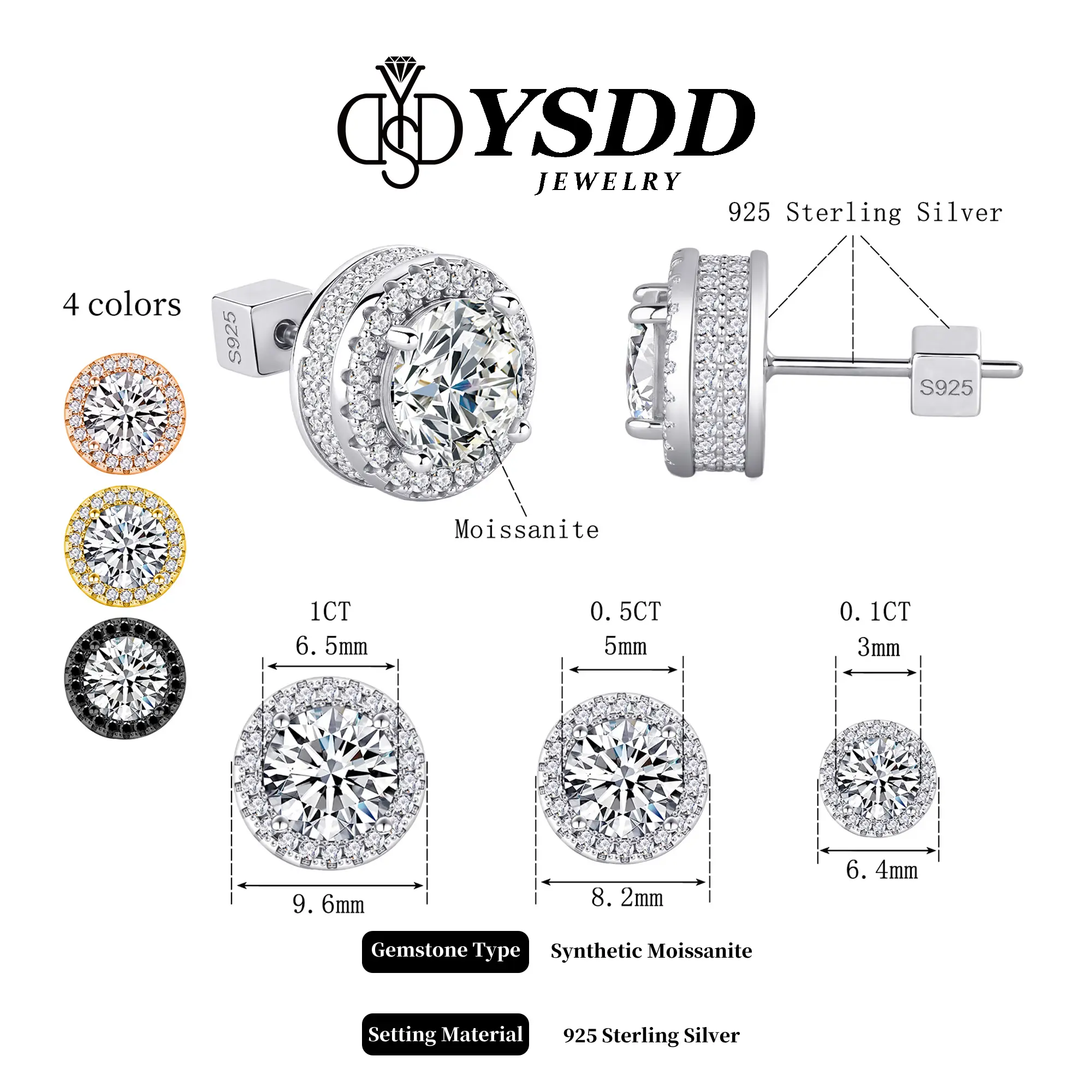 【#409 Must-have】Deluxe Milgrain Set Halo Stud Earrings vvs Synthetic Moissanite Earrings in 925 Sterling Silver Birthday Mother's Day Gift for Men Wom