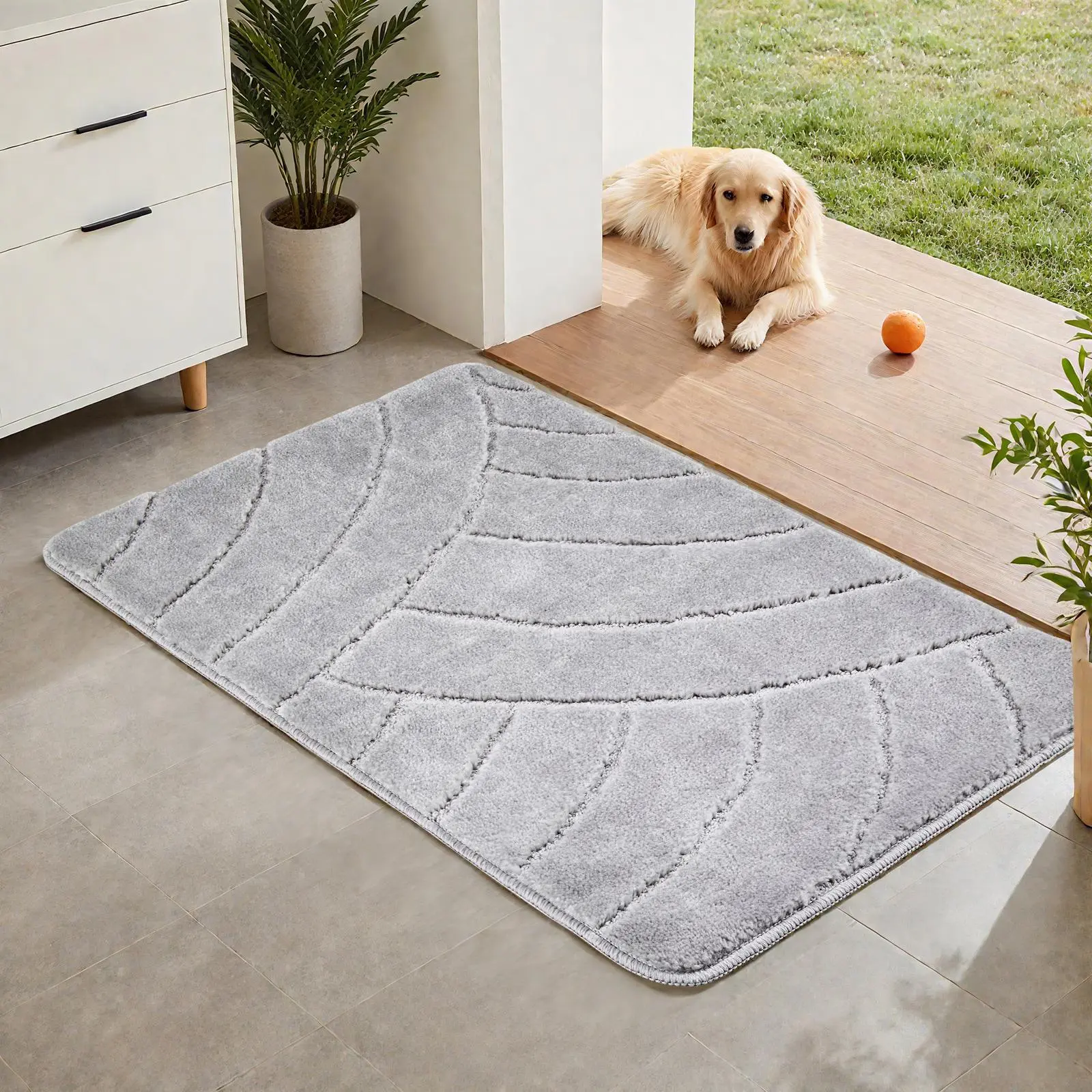 VEVOR Door Mat, 35.83 x 24.02 Inch, Front Door Mat Outside Entrance with Non-slip TPR Backing, Dirt-Resistant & Absorbent, Easy to Clean, Low-Profile Doormat for for Entryway, Patio, Porch, Grey#SohoChic