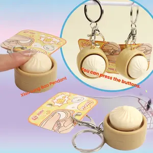 Squishy Xiao Long Bao Keychain Fidget Toy - Simulated Soup Dumpling Press Bubble Sensory Toy for Stress Relief, Office Desk Fidget, Kids Adults Anxiety Relief, Party Favors & Gift for Children's Day BeyBattle Set with Launchers Doll Ball Joints and Hand