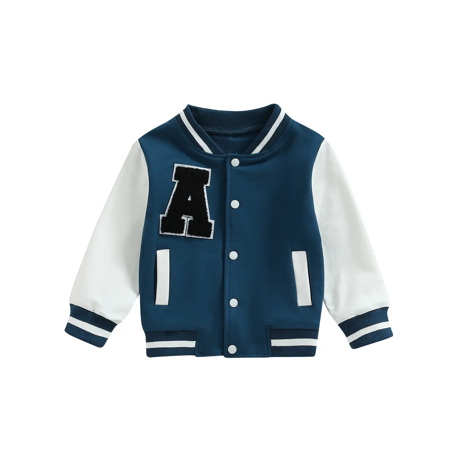 Toddler Baby Boy Girl Varsity Jacket Contrast Color Baseball Jacket Outwear Long Sleeve Button Down Letterman Jacket Coat