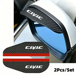 2 Pcs Car Rearview Mirror Rain Guards, Carbon Fiber Texture Backing Board, Compatible with Honda Civic Models, Automotive Accessories