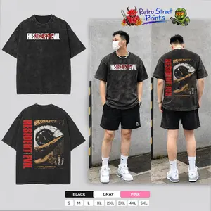 Resident Evil [1996] T-Shirt, Nightmare/Umbrella Corp, Washed Cotton T-shirt unisex graphic tees game anime manga movie Menswear Casual gamer merch t-shirt Clothes Top