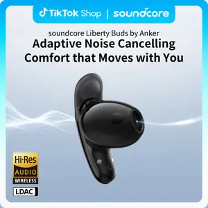 Soundcore by Anker Liberty Buds, Semi-in-Ear Earbuds, with Real-Time Adaptive ANC, Spatial Auido, 30H Playtime, Fast Charging, Wireless Bluetooth Headphones