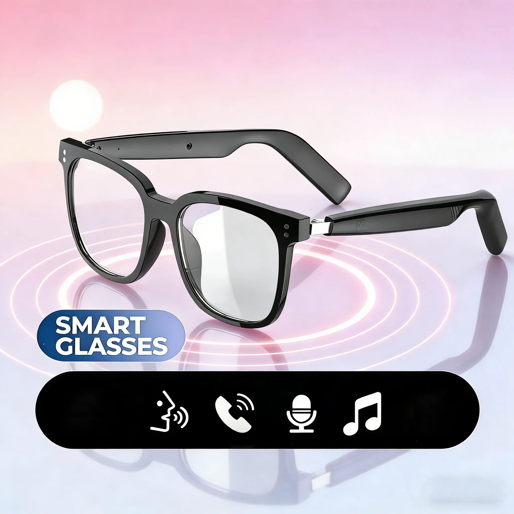 Smart Glasses with Anti-Blue Light, Hands-Free Calling & Music - Translator Device for Travel, for Office, for Outdoor (Compatible with Smartphones/PC Wireless Smart Glasses Smart Glass Eyewear Multifunction Smart Glasses