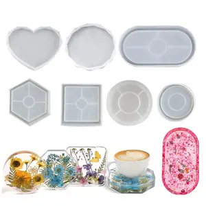 Resin Molds Set, Silicone Coaster Mold Kit, Epoxy Resin Casting Molds, DIY Handmade Crafts, Furniture Accessories, Home Decor, Silicone Heart Shaped