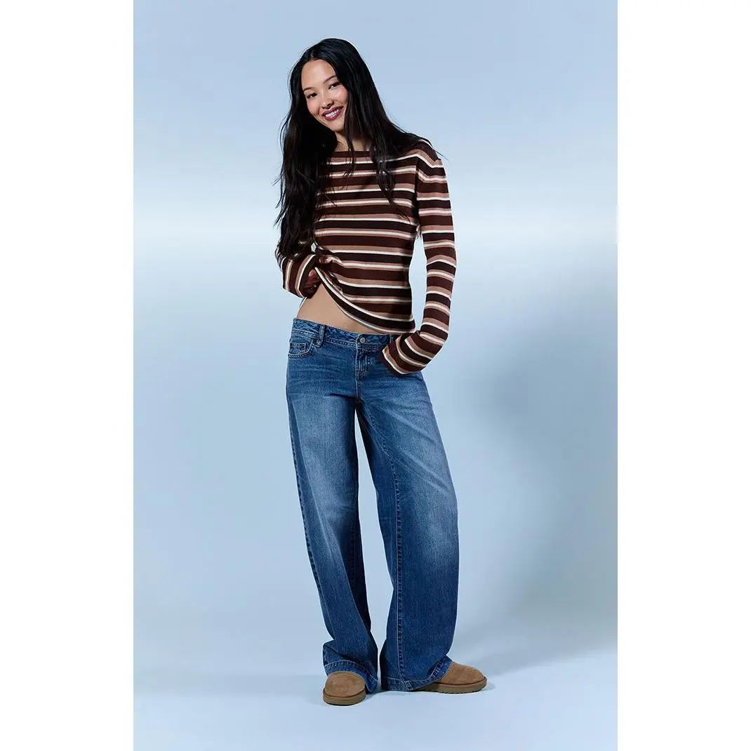 Pacsun Women's Kaia Ultimate Low Rise Baggy Jeans Medium Blue Wash